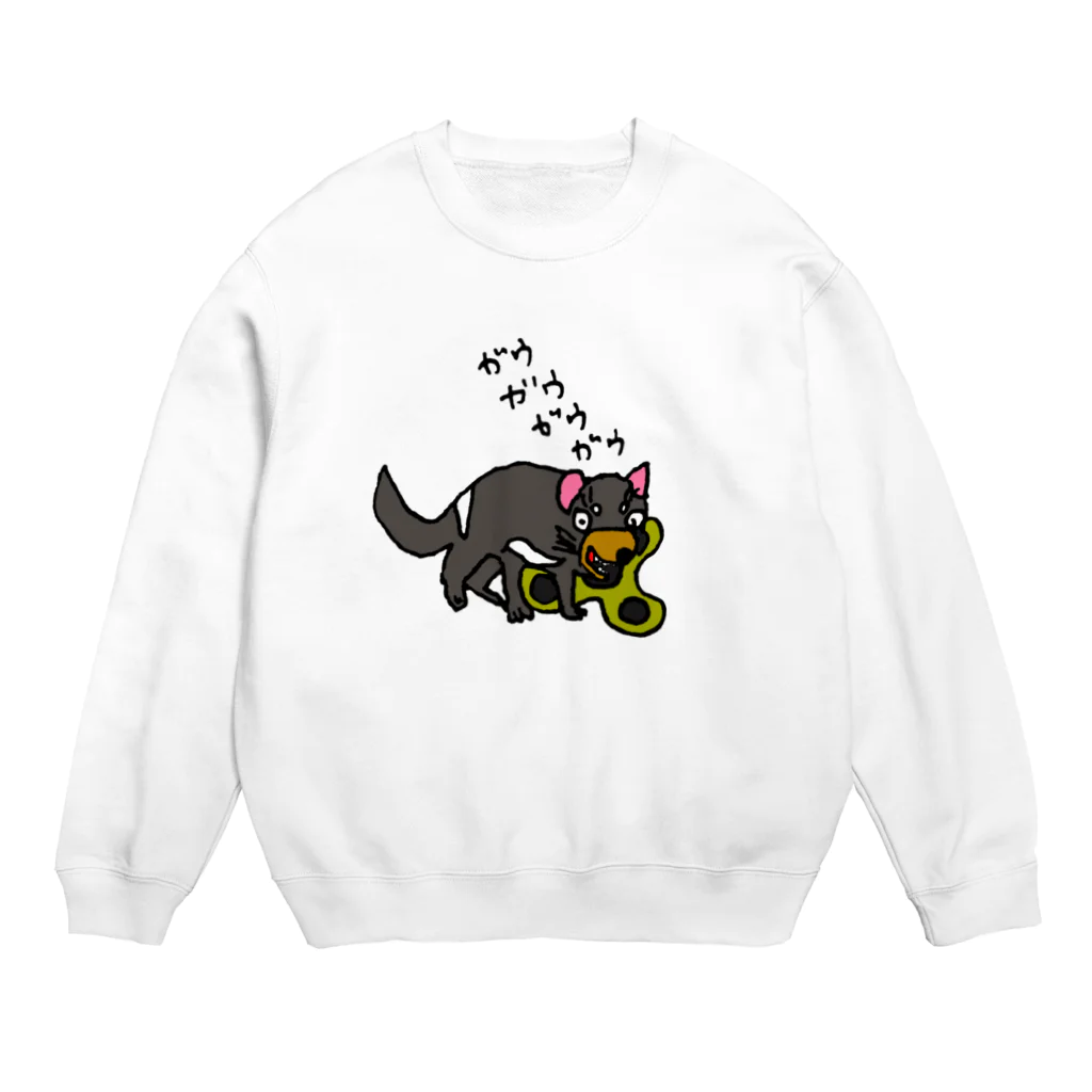 完熟トマト新聞のタスマニアデビルは死んだものを食べる Crew Neck Sweatshirt