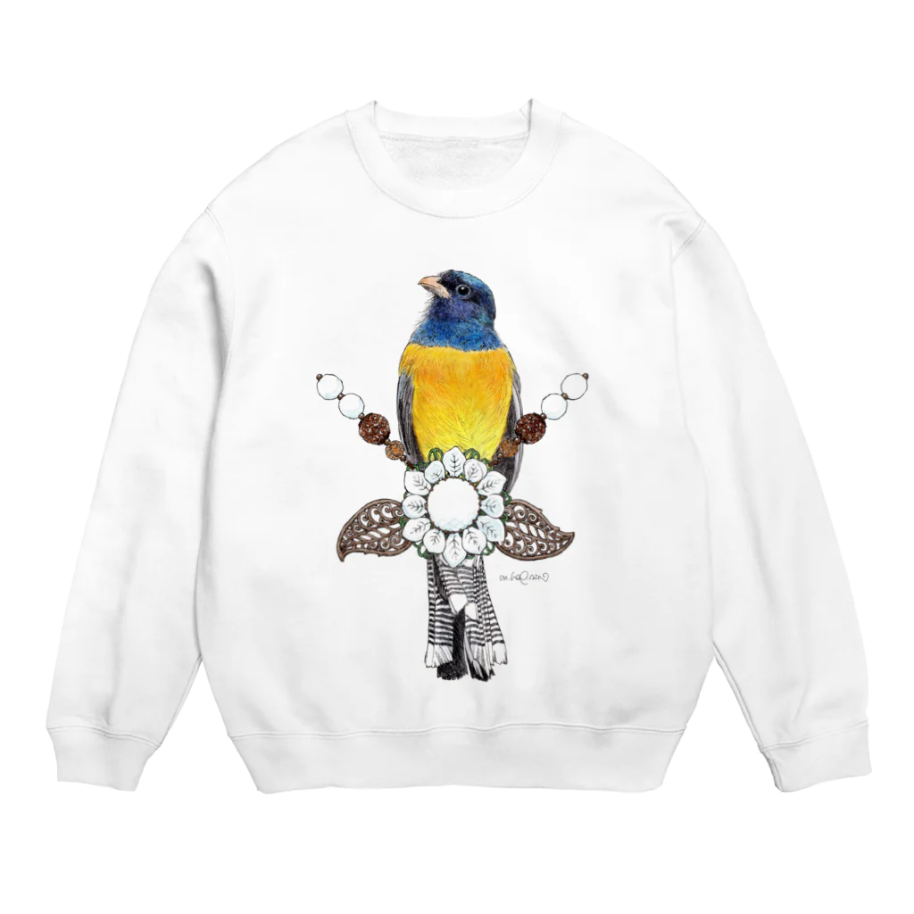 萩岩睦美のグッズショップのスウェット　Adele trogon (キヌバネドリ） Crew Neck Sweatshirt