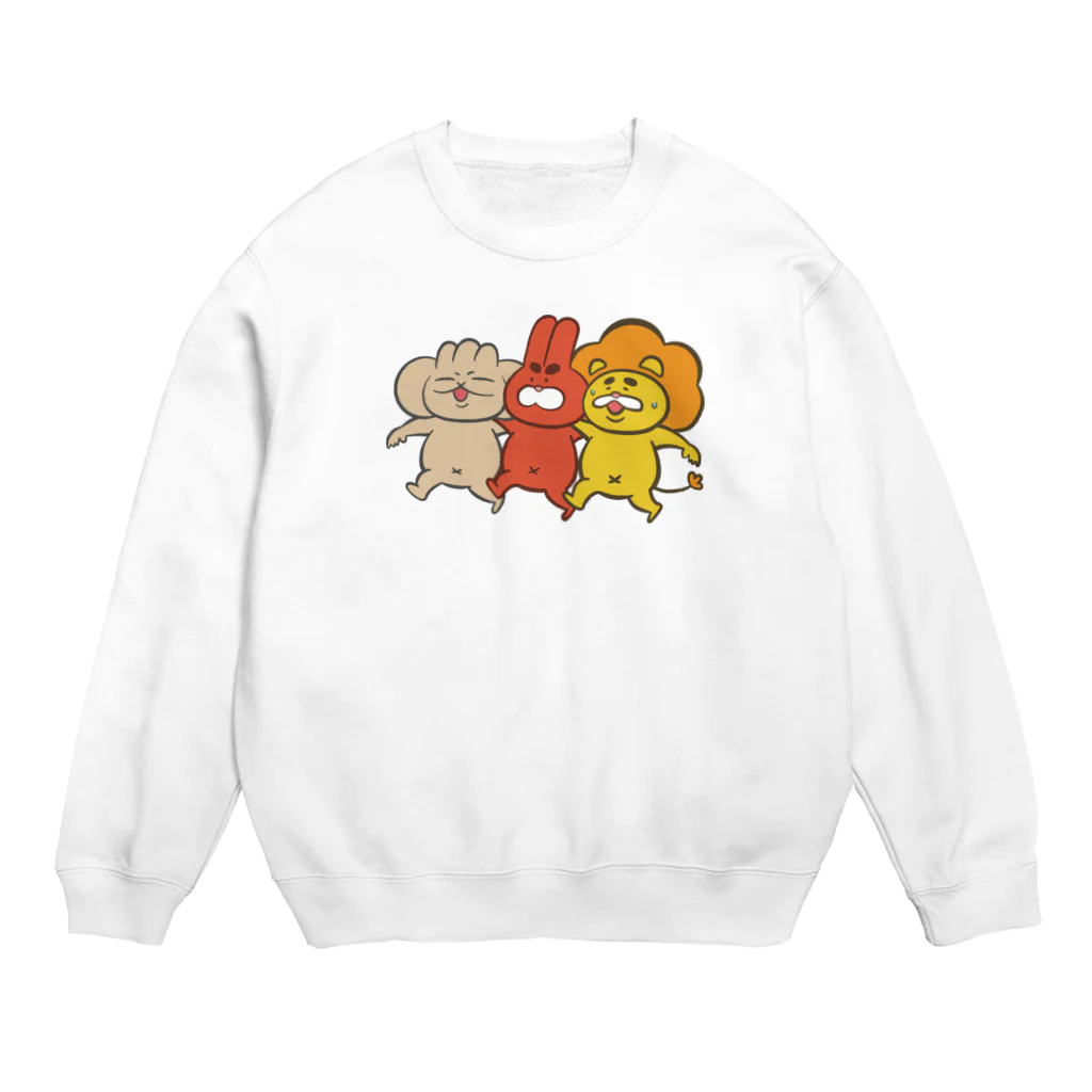 辛口うさぎと甘口ライオンの辛口うさぎと甘口ライオン、と疑惑のロップイヤー腕組み Crew Neck Sweatshirt