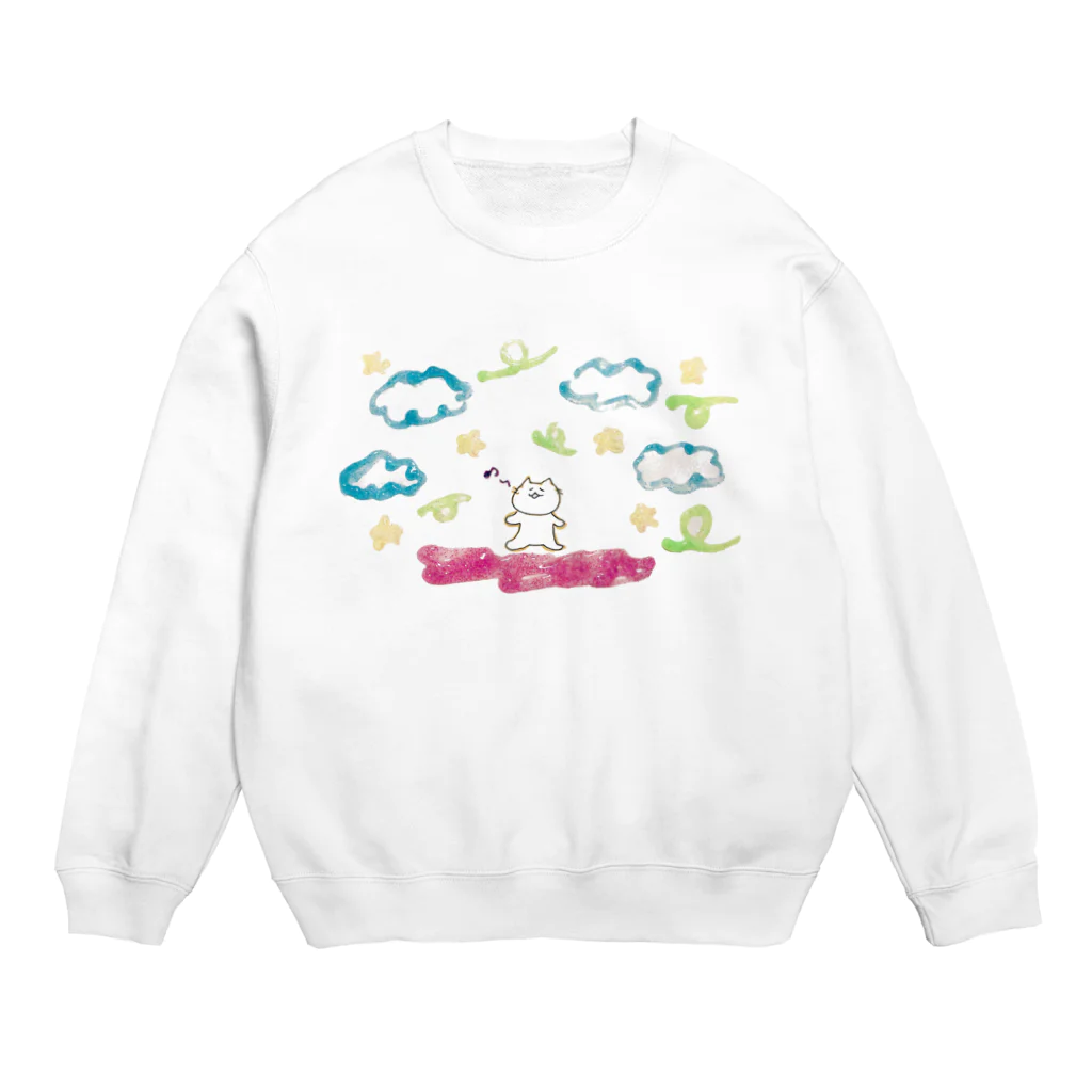 ぼんじりの雑貨やさんのるんるんラメラメねこちゃん Crew Neck Sweatshirt