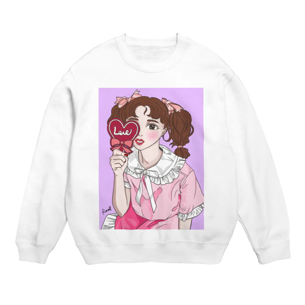 Pinkpopのピンクだらけの女の子 Crew Neck Sweatshirt