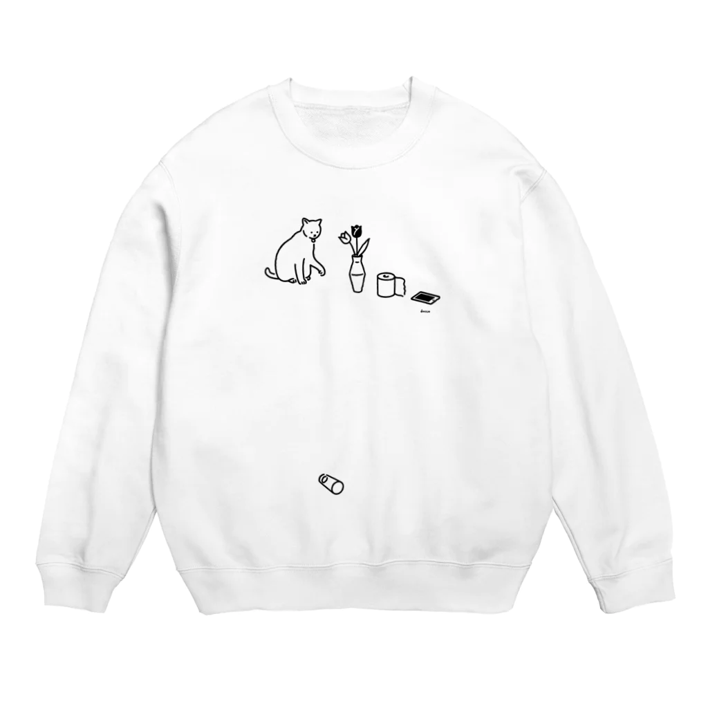 doccoの容赦なく落とす猫 Crew Neck Sweatshirt