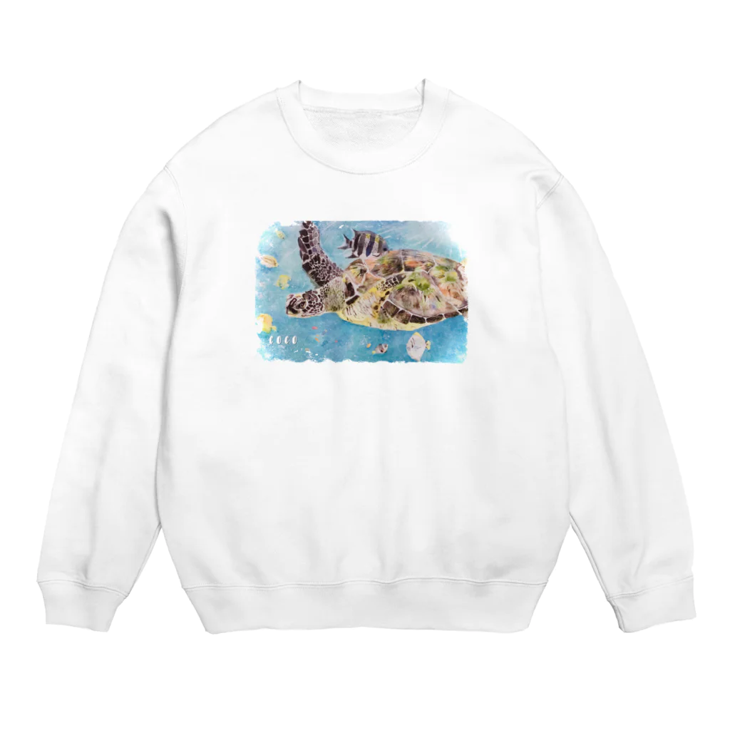 NanaCoco10  ナナココのウミガメ　水彩画 Crew Neck Sweatshirt