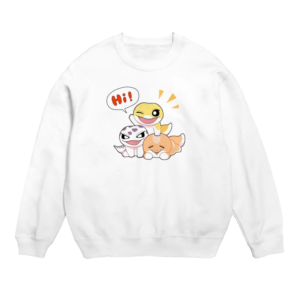 レオパとニシアフのケニーレインローズのHi！3匹 Crew Neck Sweatshirt