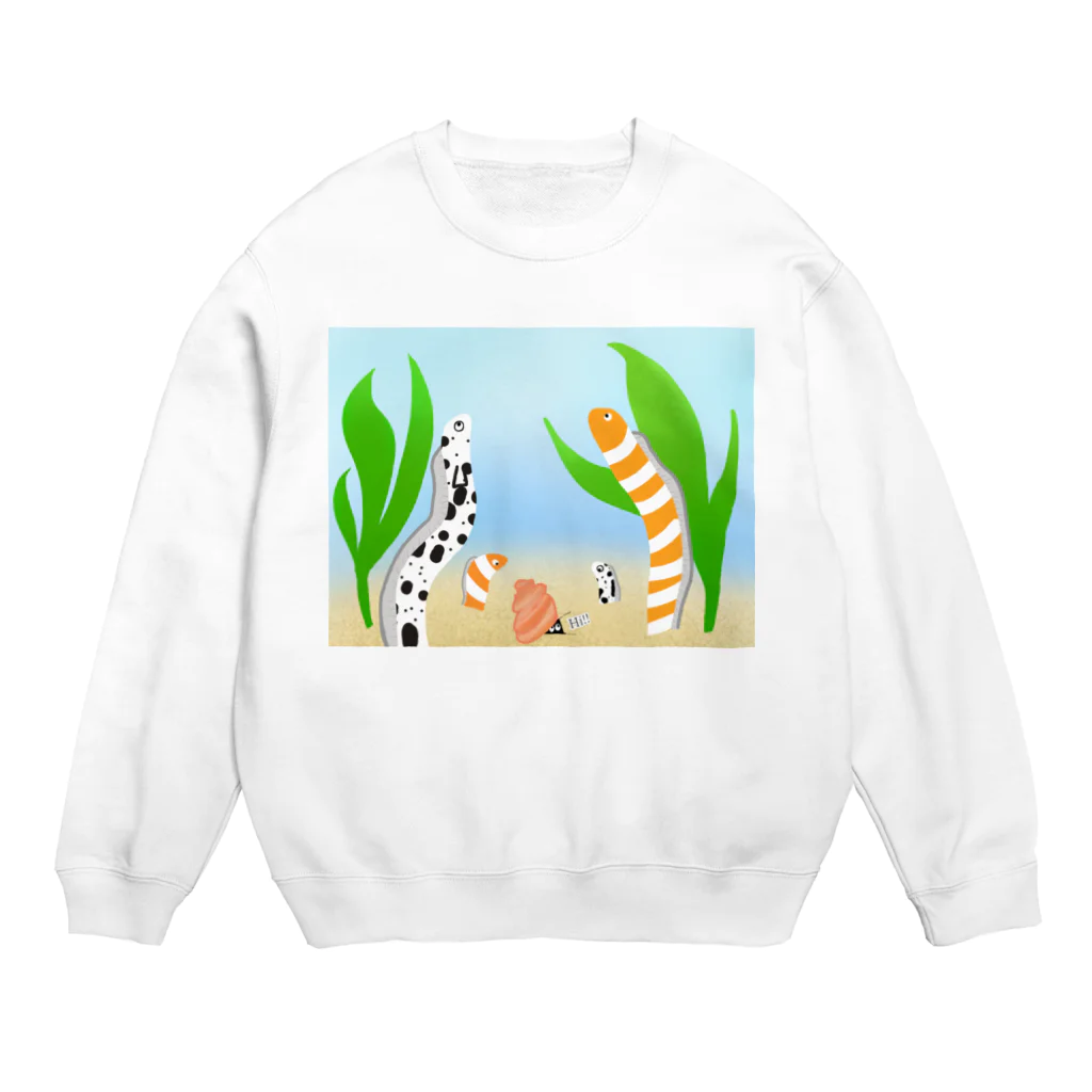 Lily bird（リリーバード）のニシキ・チンアナゴの中に迷いこんだ忍者スリスリくん Crew Neck Sweatshirt