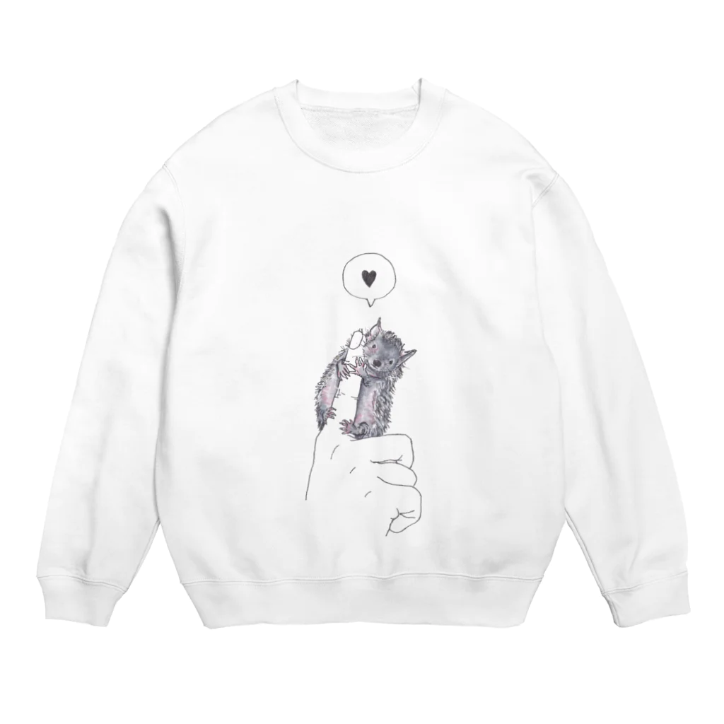 しゅうらくのひょっこりとヒメハリテンレック Crew Neck Sweatshirt