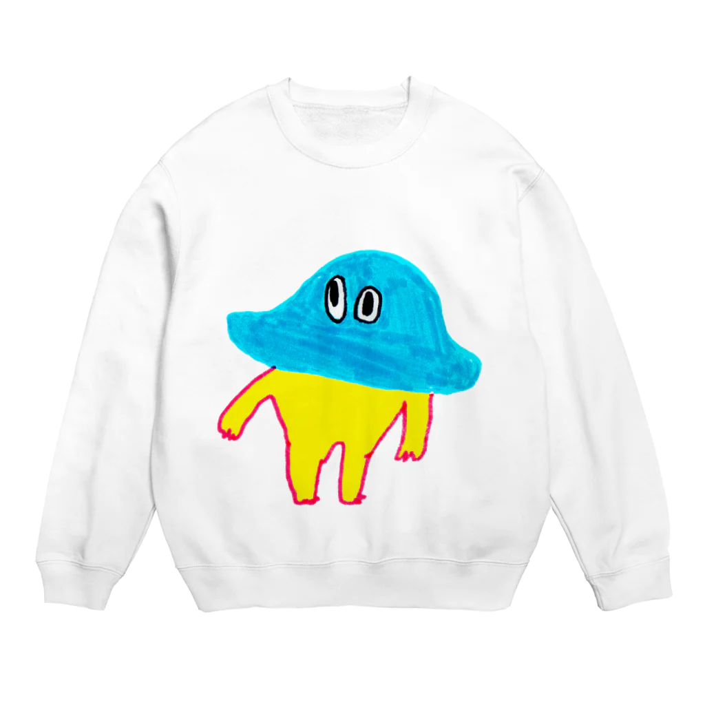  むきむき   地球生活の円盤ファミリー Crew Neck Sweatshirt