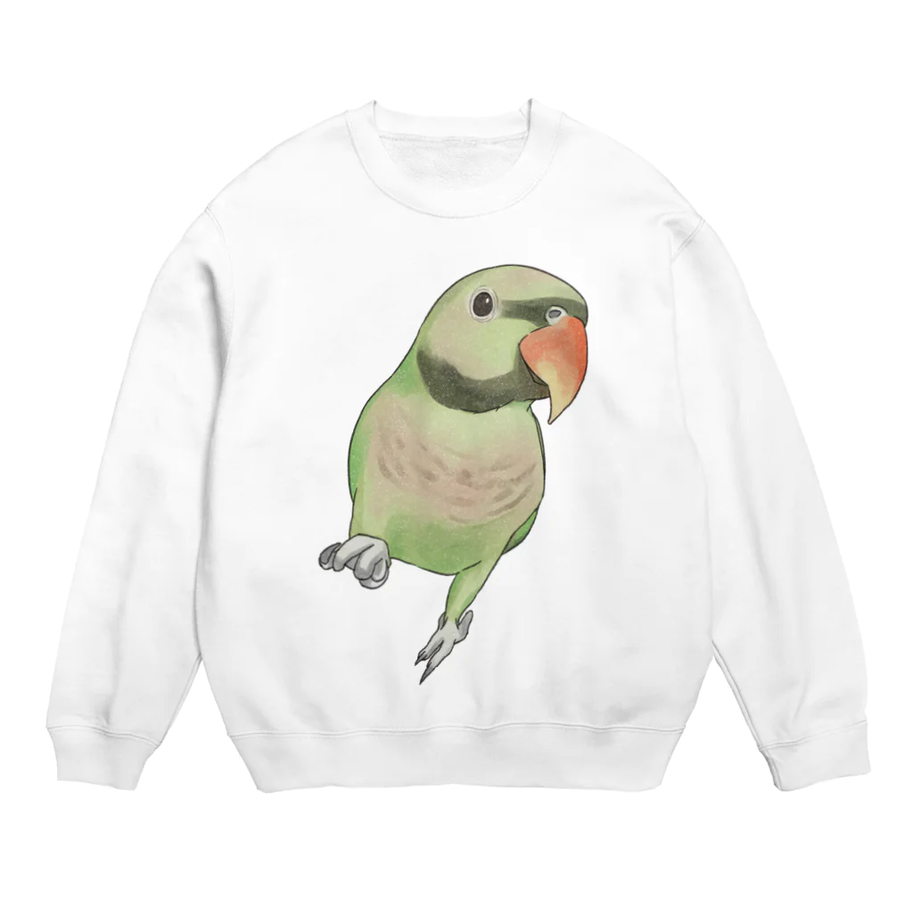 まめるりはことりのご機嫌なダルマインコちゃん【まめるりはことり】 Crew Neck Sweatshirt