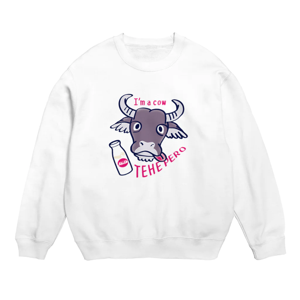 イラスト MONYAAT のテヘペロ水牛くん Crew Neck Sweatshirt