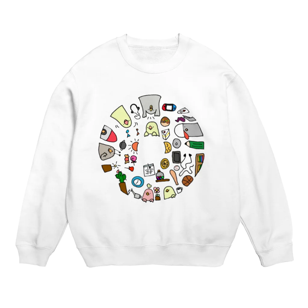 yukimaru-mametaのにぎやかな鳥の日常 Crew Neck Sweatshirt