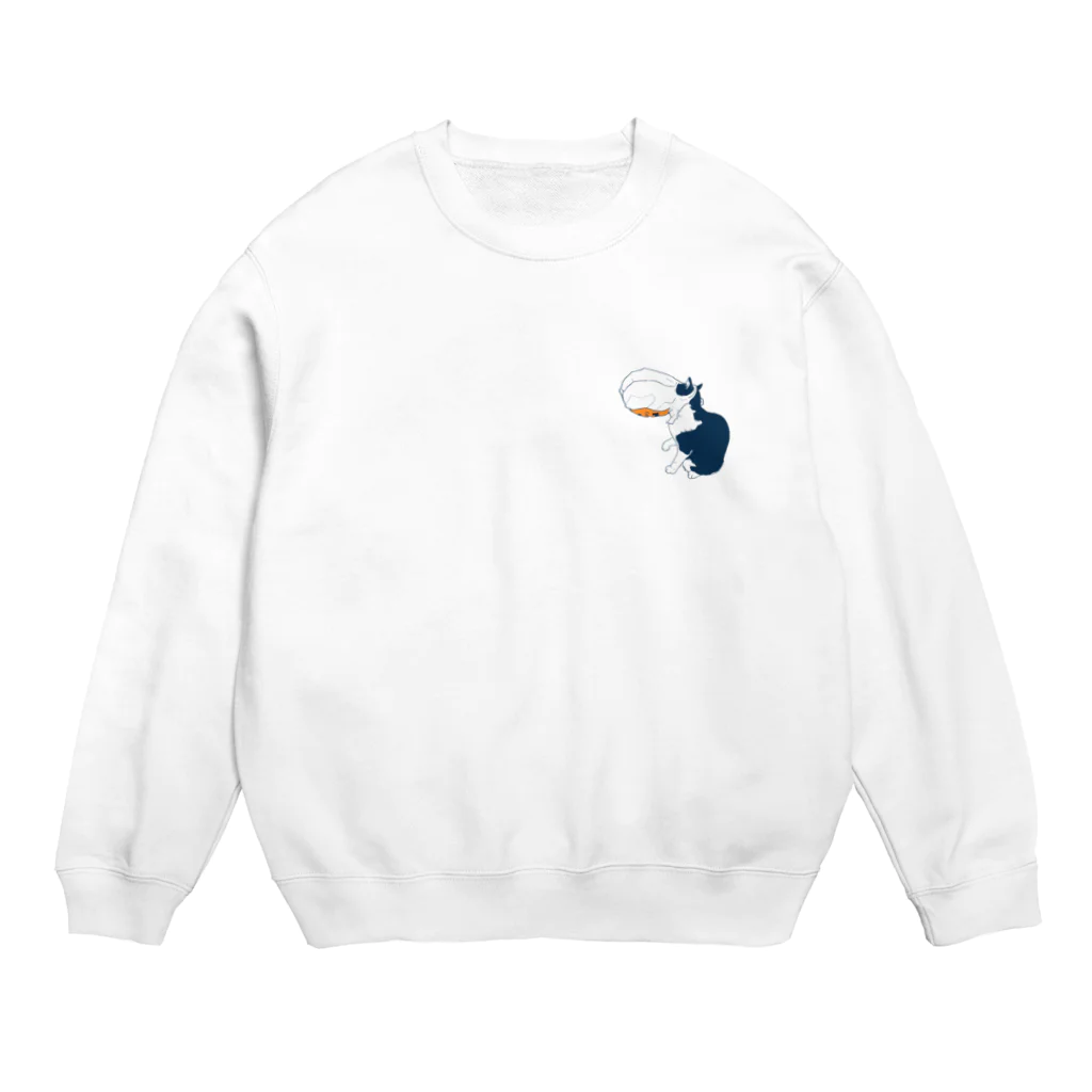 はるさめ商店の袋が取れない猫 Crew Neck Sweatshirt