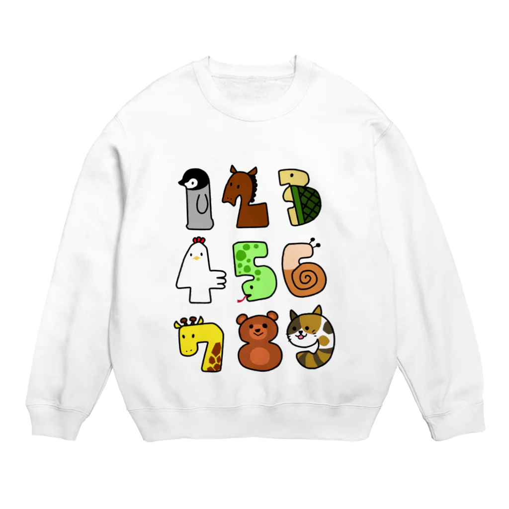 樹月の動物数字 Crew Neck Sweatshirt