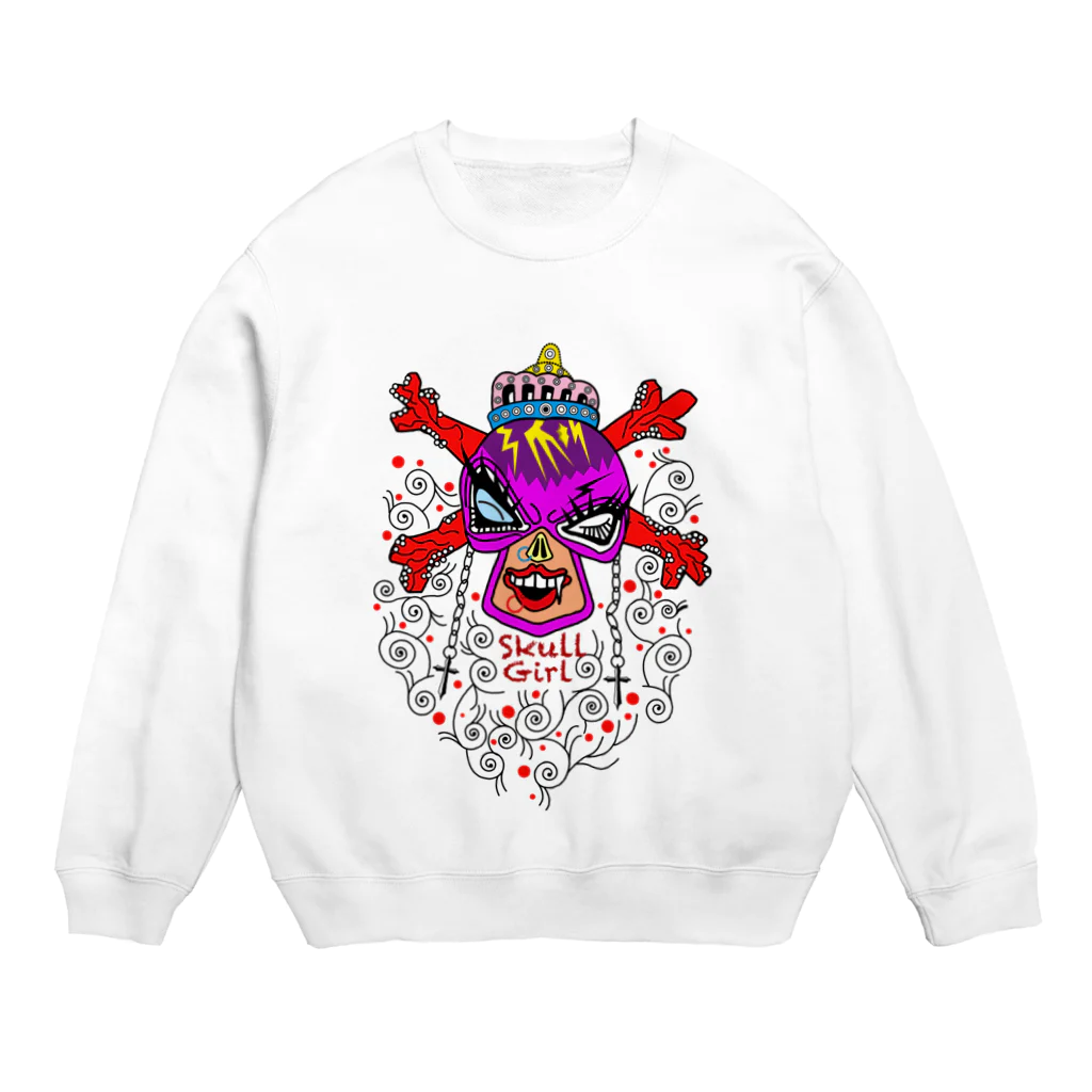 art_charachikiのskull girl Crew Neck Sweatshirt