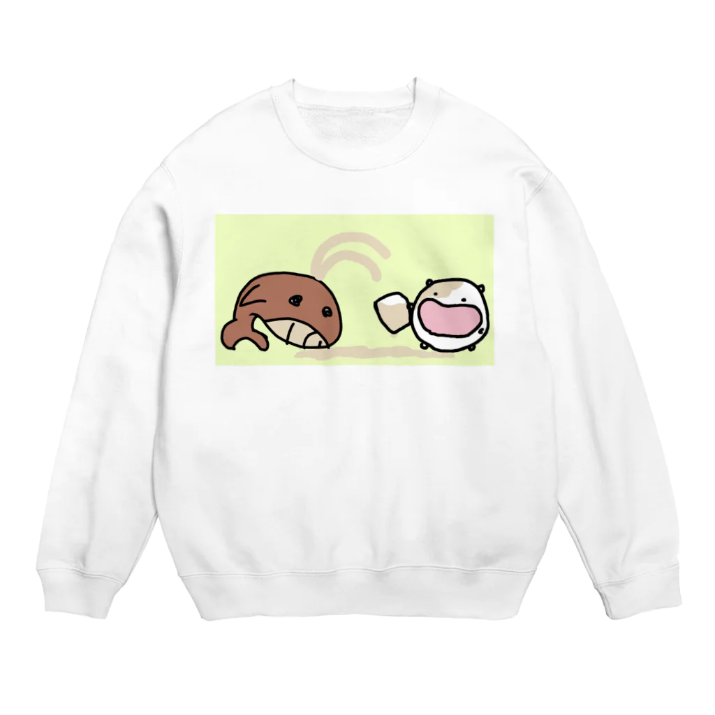 ダイナマイト87ねこ大商会のくじらミルクティーL寸１つ下さいなねこです Crew Neck Sweatshirt