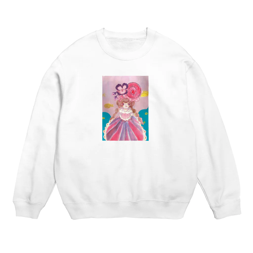 ぼんやり雑貨店のかたつむりガール Crew Neck Sweatshirt