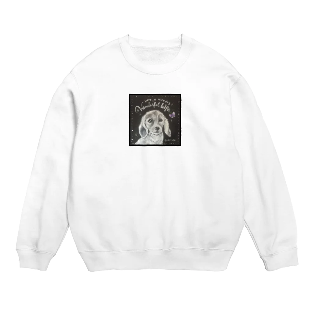 ぱすてるPOPの黒板わんにゃんの黒板わんにゃん　ダックス Crew Neck Sweatshirt