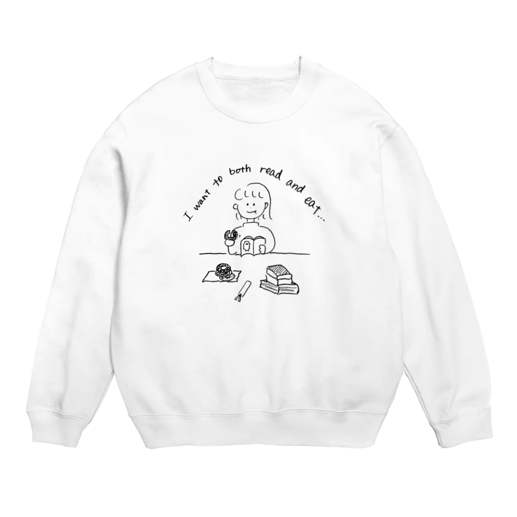 bookwarmの本も読みたいしドーナツも食べたい Crew Neck Sweatshirt