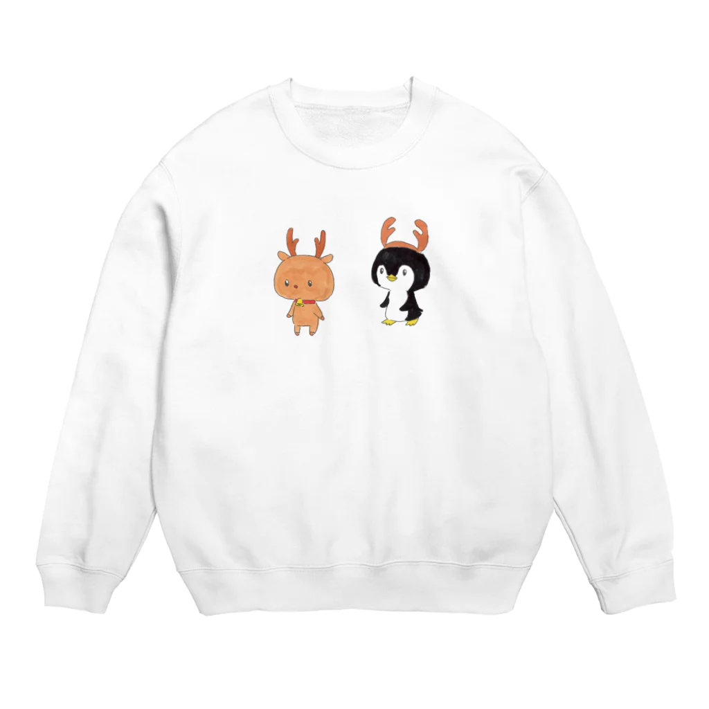 とらねこカフェのトナカイとペンギン Crew Neck Sweatshirt