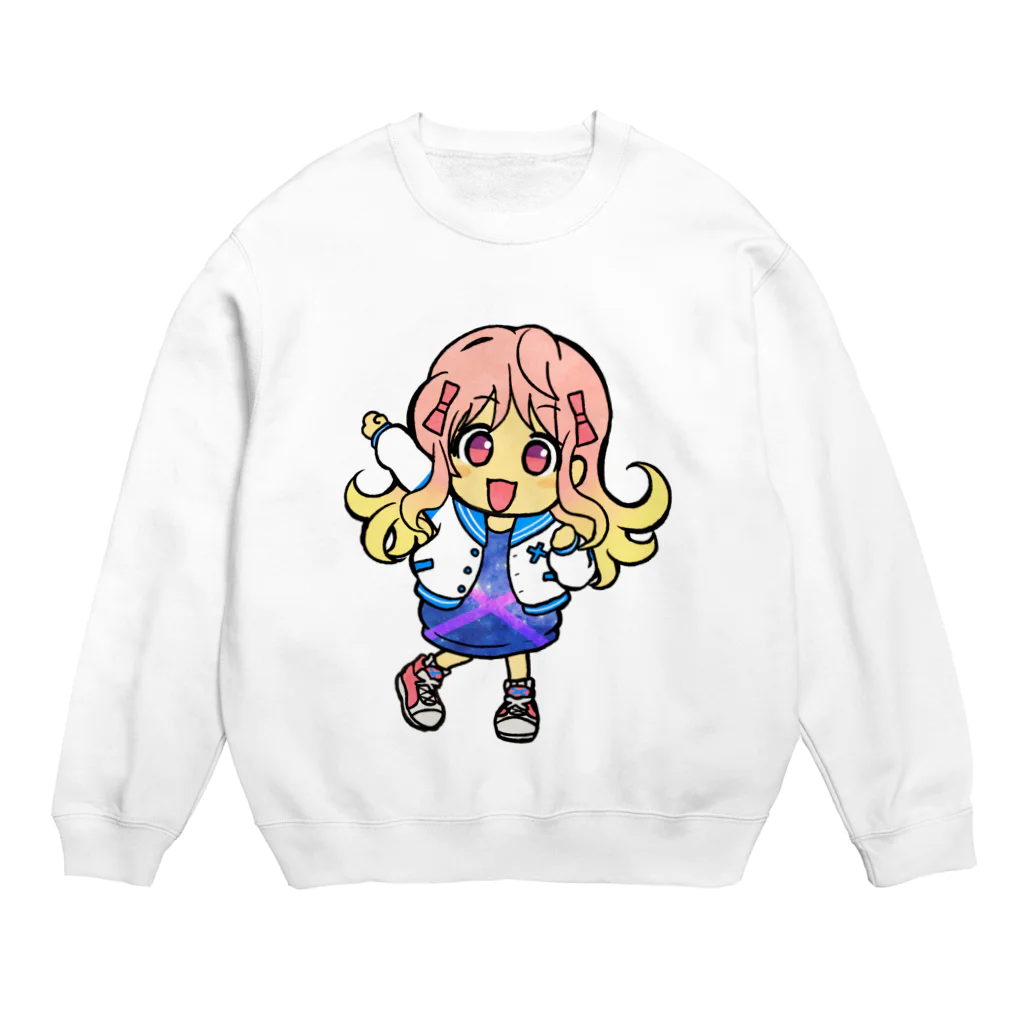 アニクロス(suzuri店)のクロスちゃん(デフォルメ) Crew Neck Sweatshirt