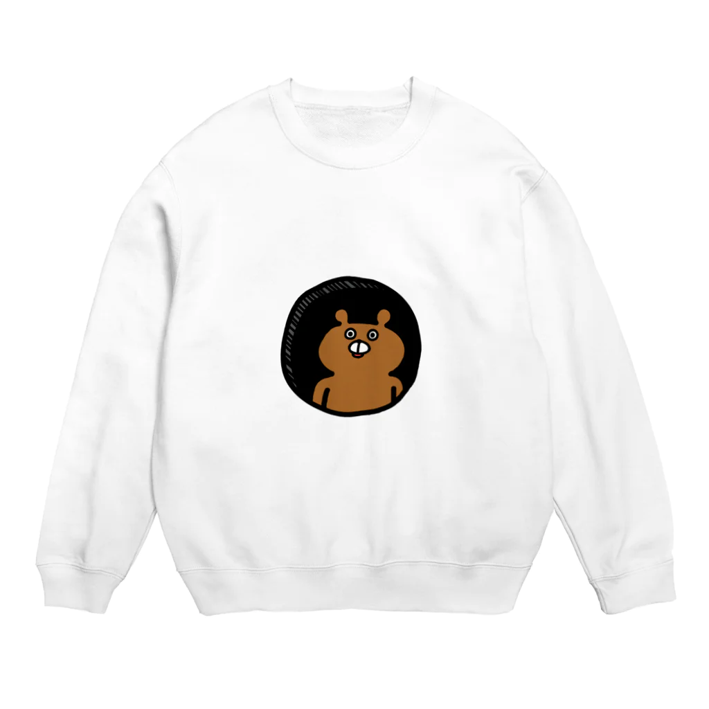 PokuStarの穴の中にクマ Crew Neck Sweatshirt