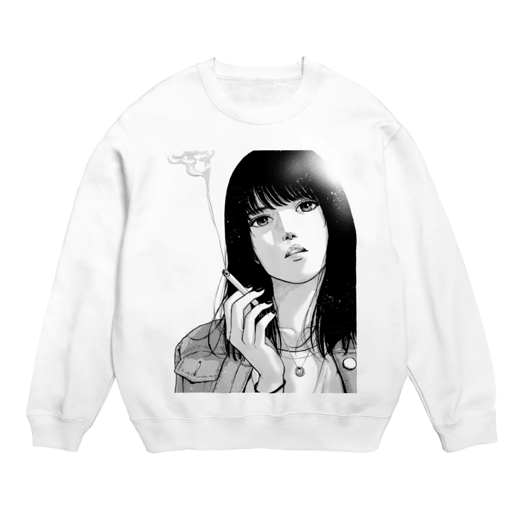 足立和平の部屋の喫煙女子 Crew Neck Sweatshirt