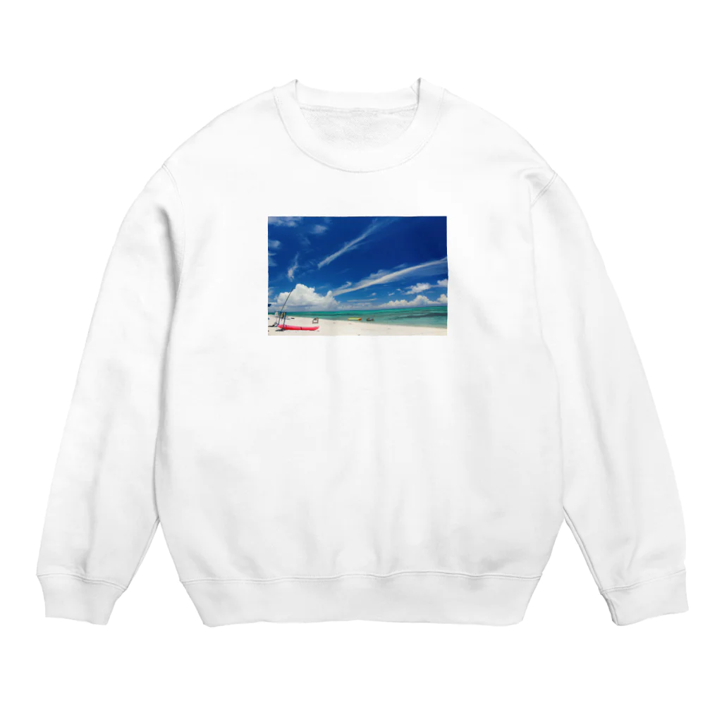 SAKURA スタイルの白い砂浜とビーチ Crew Neck Sweatshirt