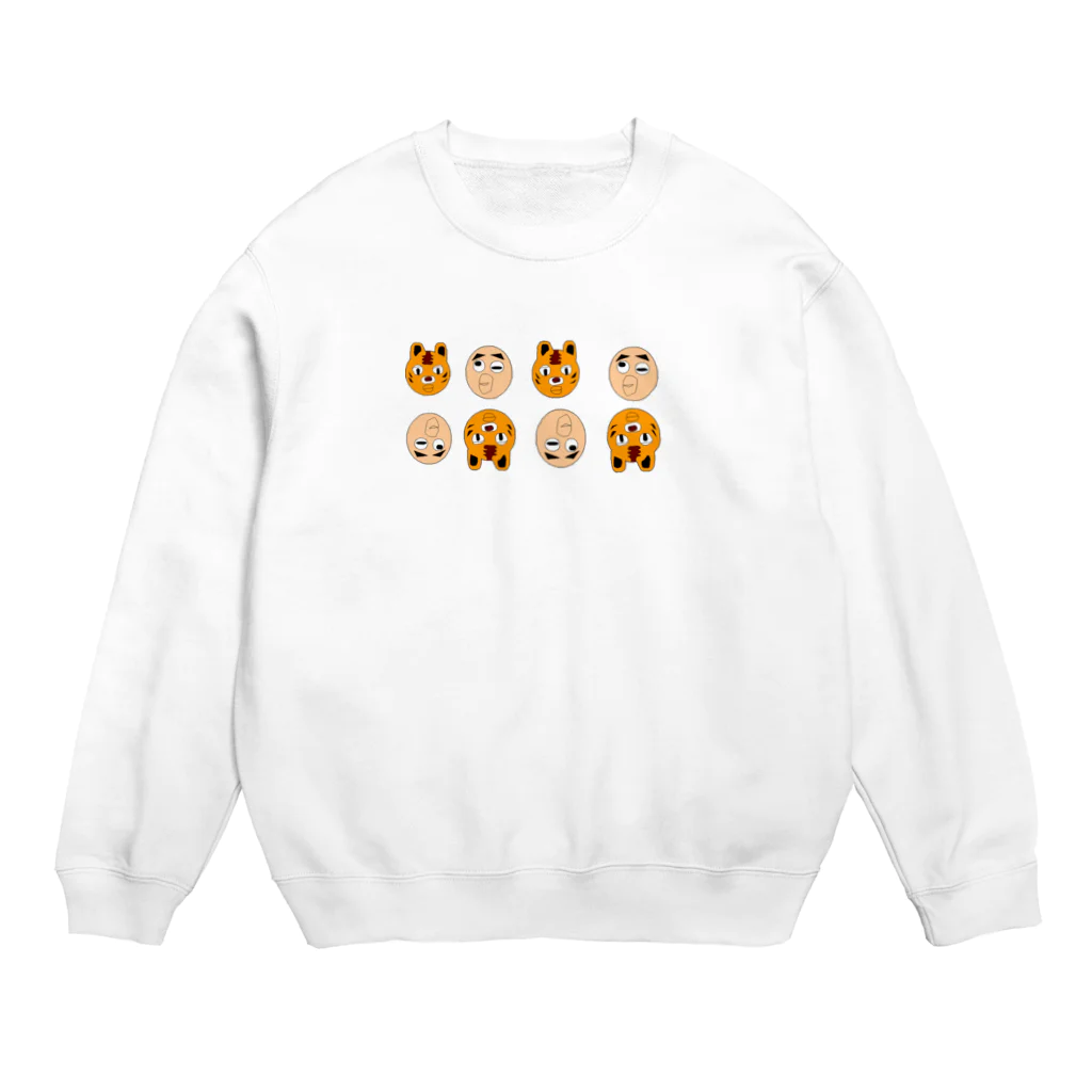 ひょっとこ太陽【GOZENKYU】の虎とひょっとこスタンプ Crew Neck Sweatshirt