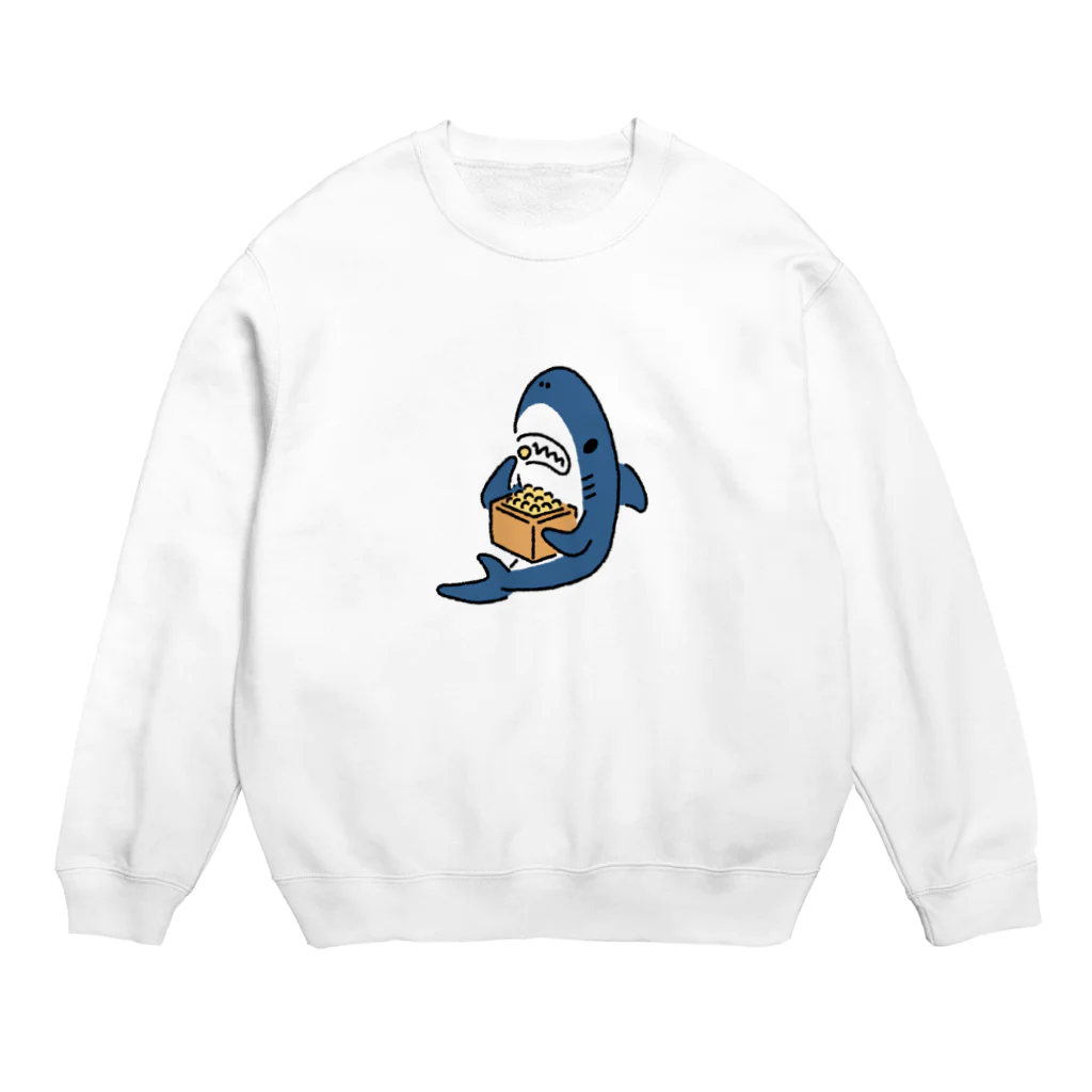 サメ わりとおもいの豆を喰らうサメ Crew Neck Sweatshirt