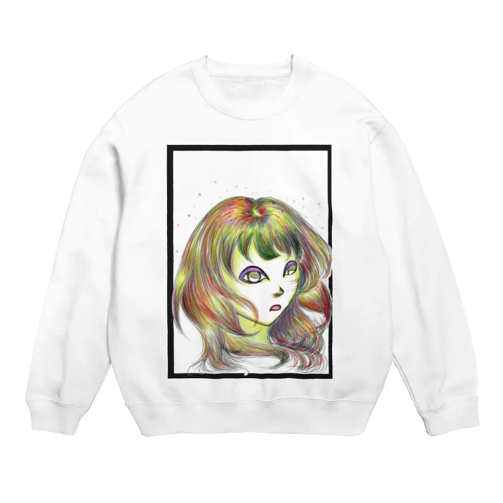 赤歩の乱雑な部屋のいちじくカラーの少女 Crew Neck Sweatshirt