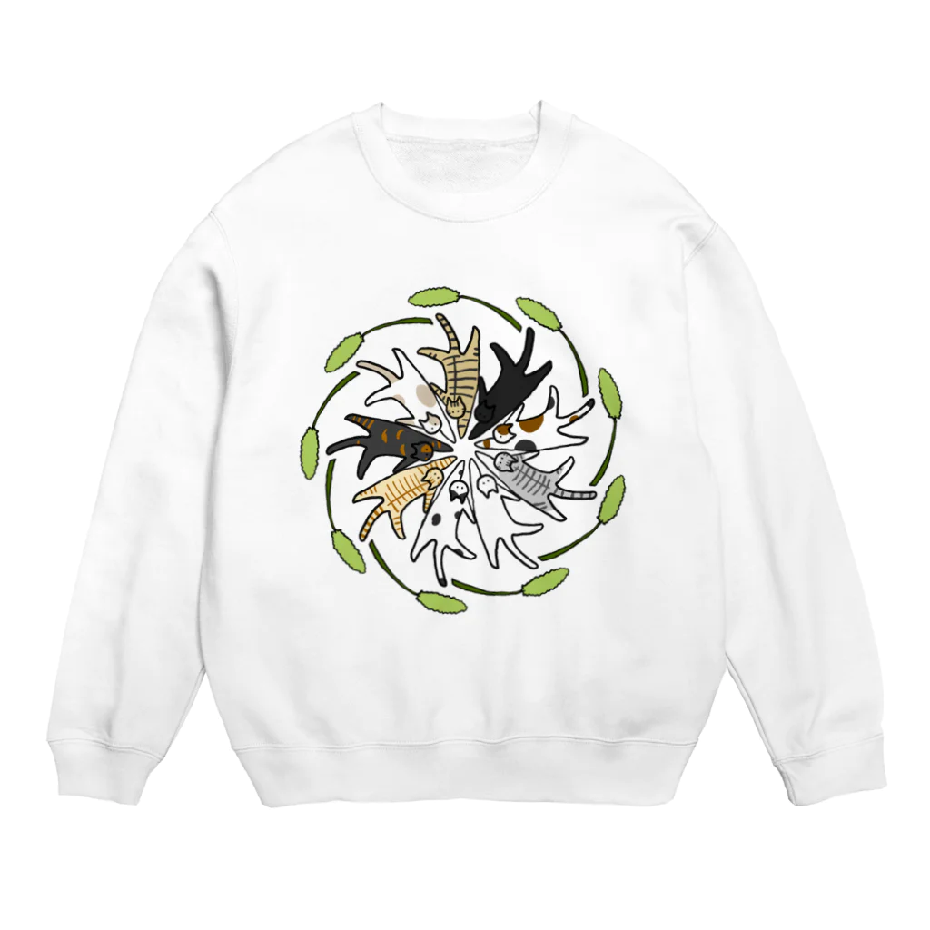 梅咲イラストワークの和猫じゃらし Crew Neck Sweatshirt