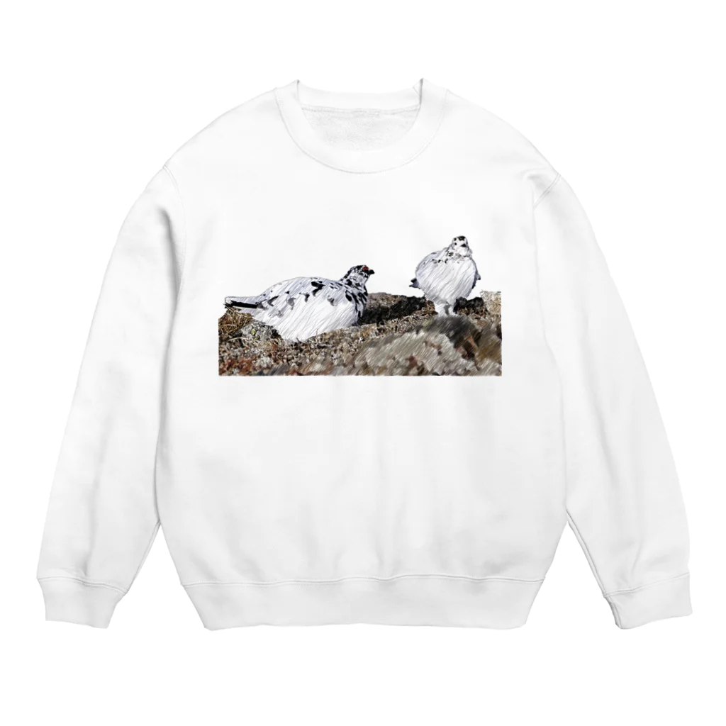 静かな山の頂への雷鳥のカップル Crew Neck Sweatshirt