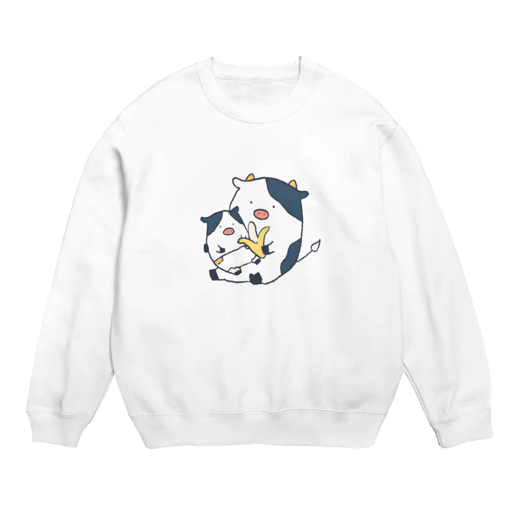 みずま動物園の親子うし Crew Neck Sweatshirt