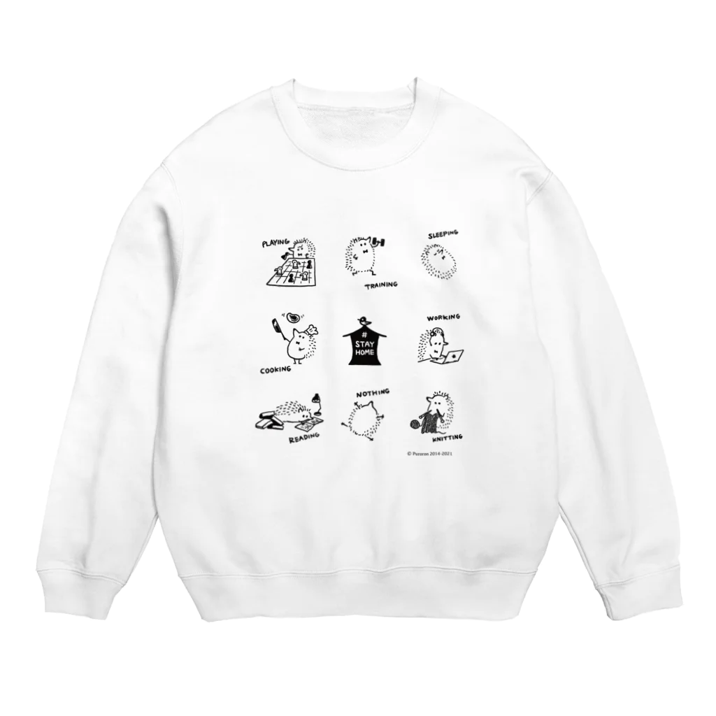 PuroronのSTAY HOME ハリネズミ Crew Neck Sweatshirt