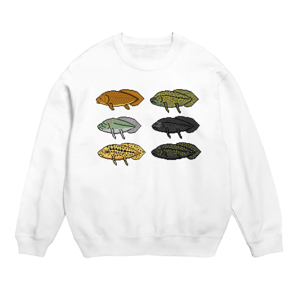 華廠楼(かしょうろう)のドット絵怪魚　肺魚 Crew Neck Sweatshirt