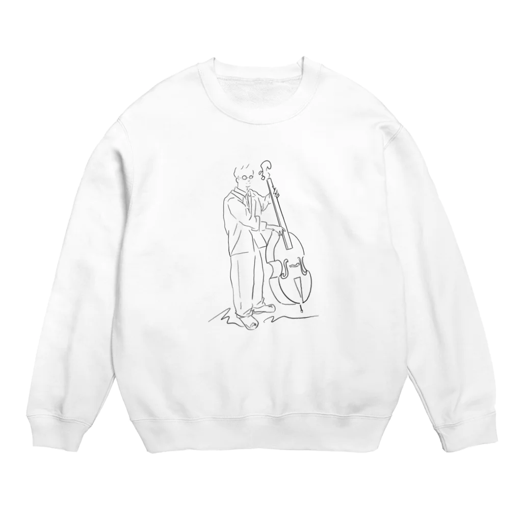 菊花ゆいの線画　コントラバスの人 Crew Neck Sweatshirt