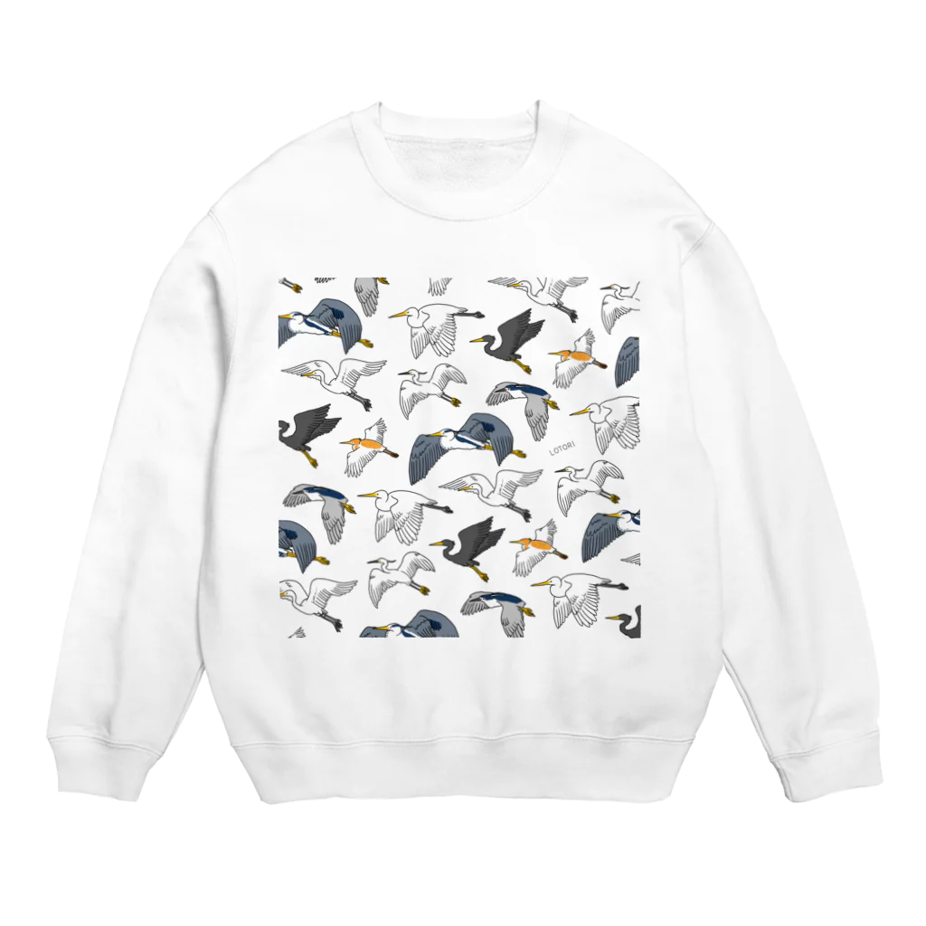 LOTORIのサギ大集合総柄 Crew Neck Sweatshirt