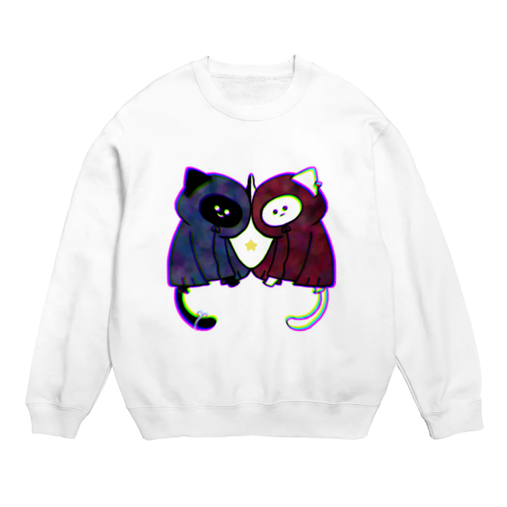 わなしの星屑ねねこと星影みみこ（ネオン） Crew Neck Sweatshirt