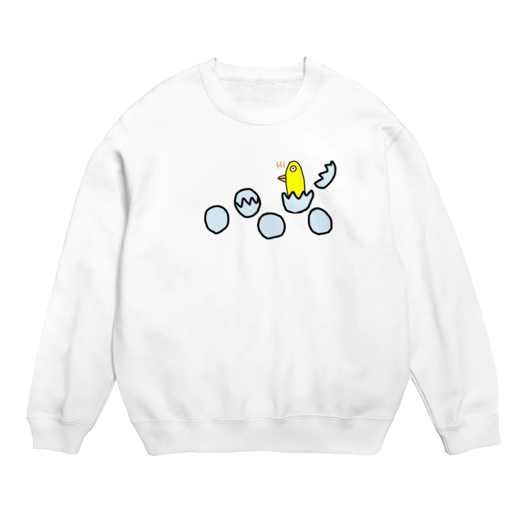 画伯ショップの鳥の誕生 Crew Neck Sweatshirt