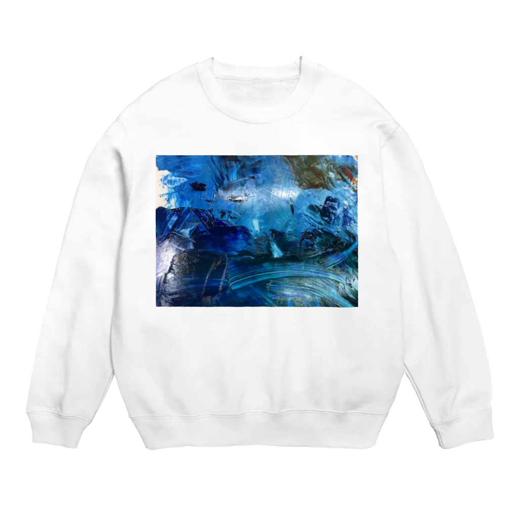 タナツキ商会のBLUE×ブルー×青 Crew Neck Sweatshirt