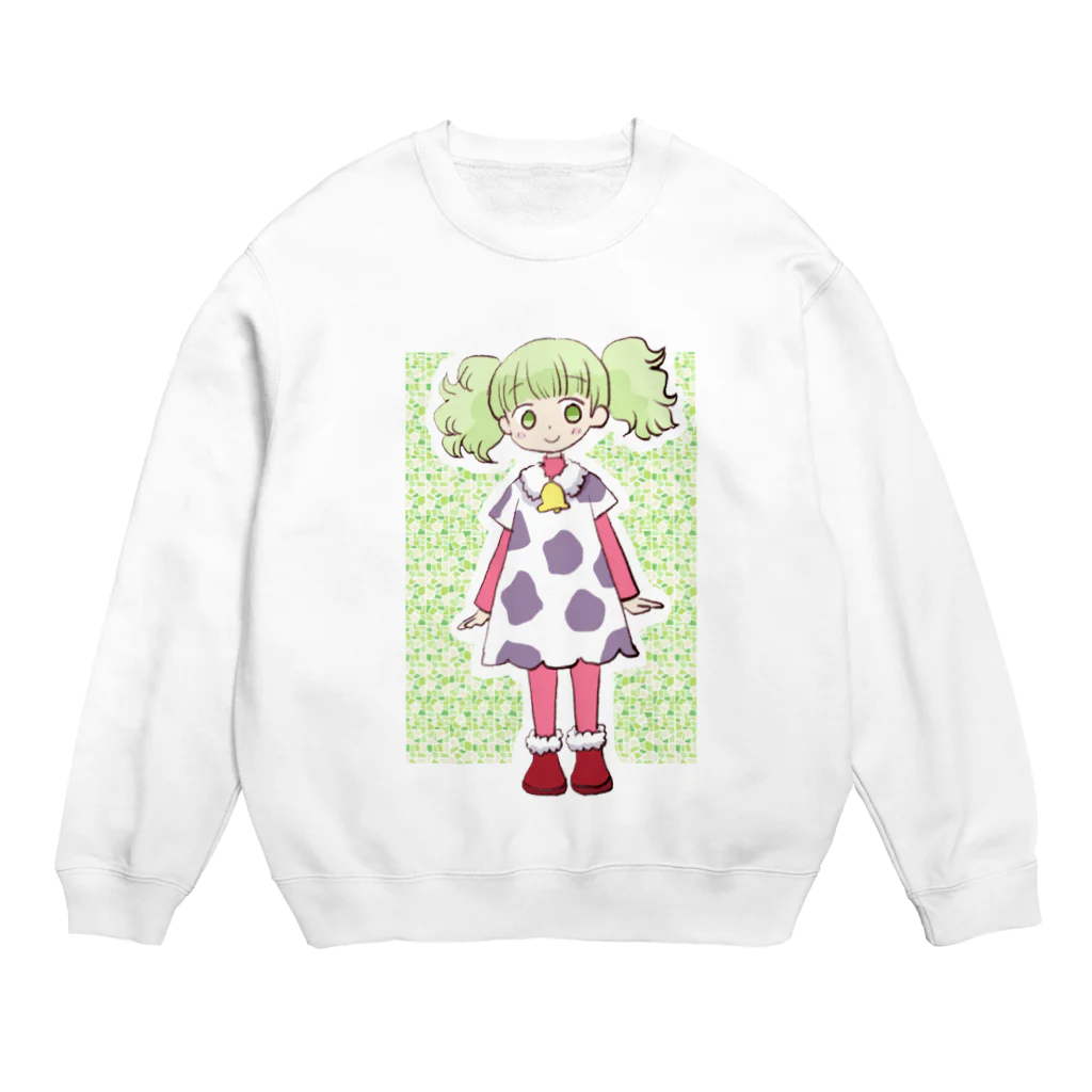 突撃蝶々屋さんSUZURI支店のうしこちゃん Crew Neck Sweatshirt