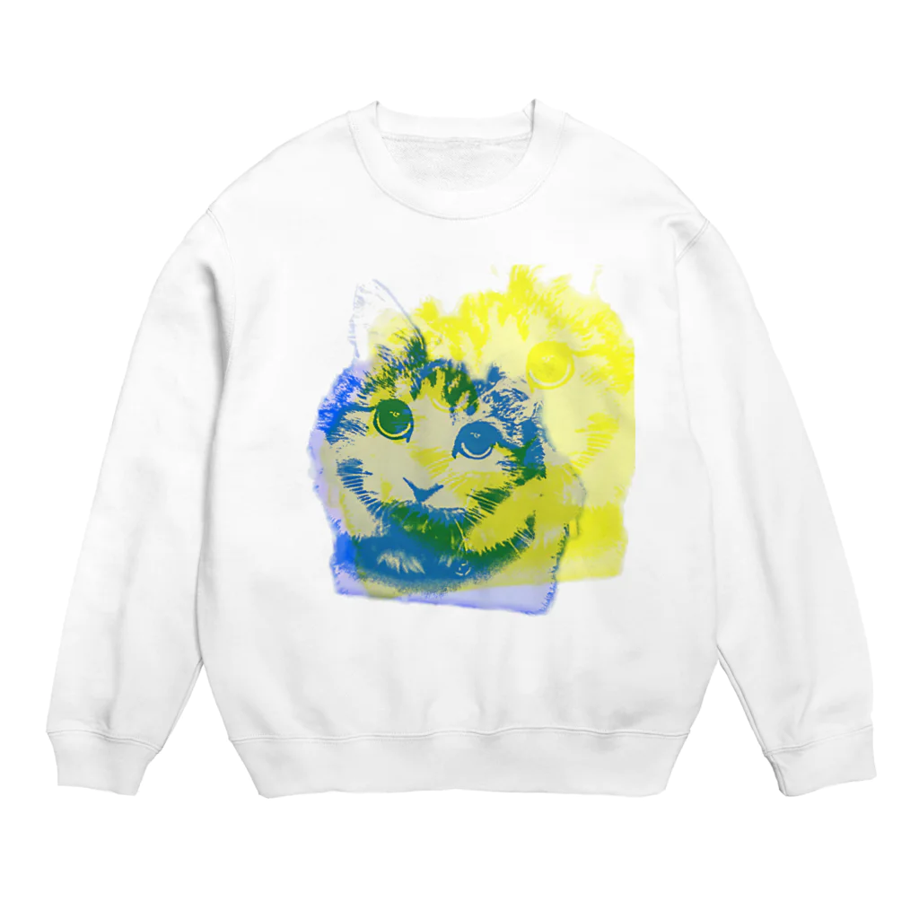 momo_emiのブルー×イエロー　momo_emi Crew Neck Sweatshirt