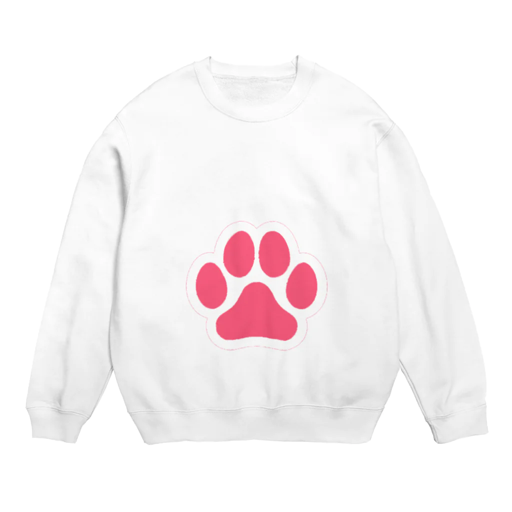 どうぶつがいっぱいのピンク肉球 Crew Neck Sweatshirt