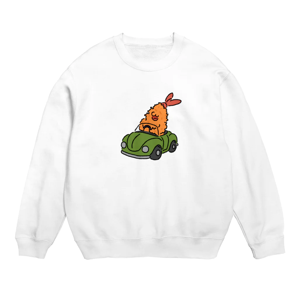 サメ わりとおもいの運転を覚えたエビフライ Crew Neck Sweatshirt