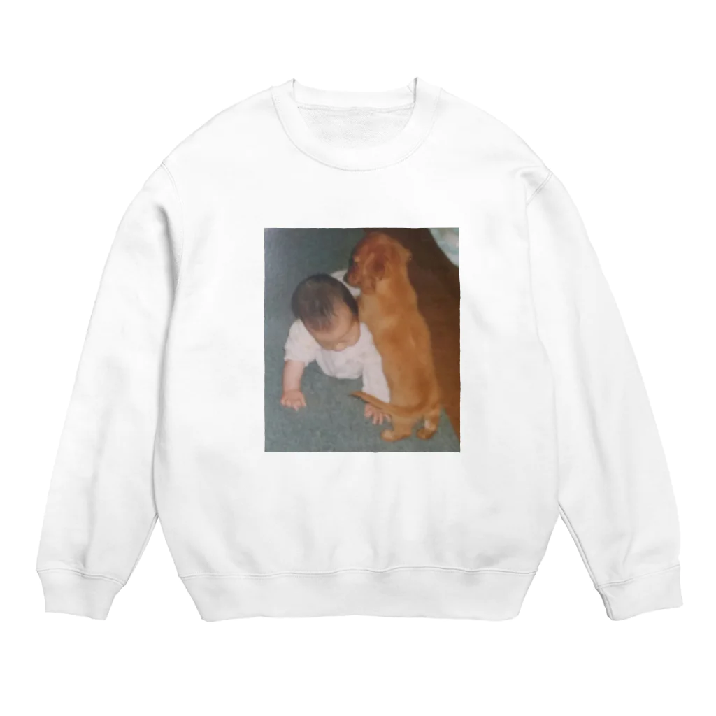 私とミニチュアダックスフンドの私と犬 Crew Neck Sweatshirt