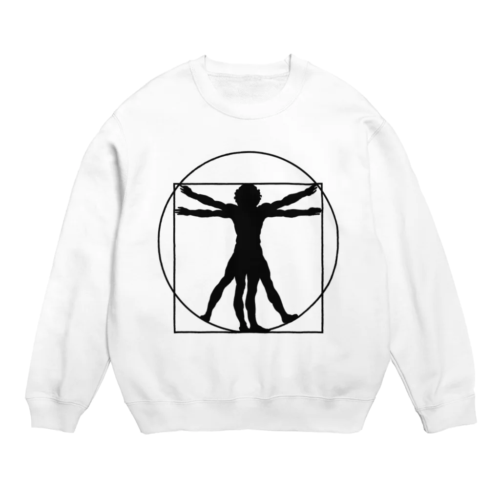 puikkoのダ・ヴィンチ　ウィトルウィウス的人体図（黒） Crew Neck Sweatshirt