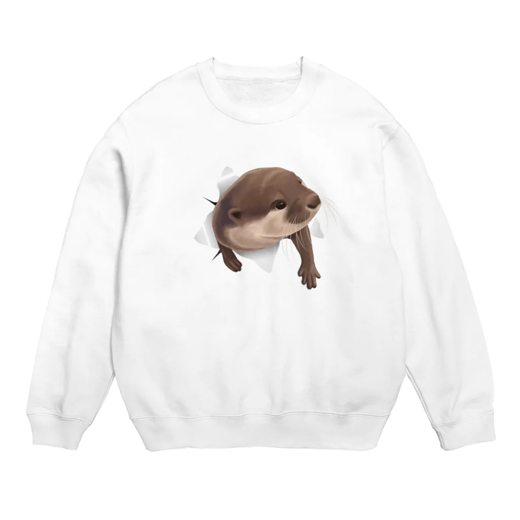 カワウソとフルーツのひょっこりカワウソ Crew Neck Sweatshirt