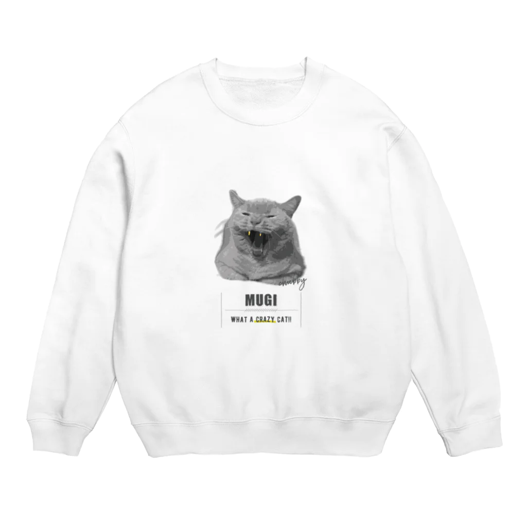 むぎおがたのむぎおがたWhat a crazy cat!! Crew Neck Sweatshirt