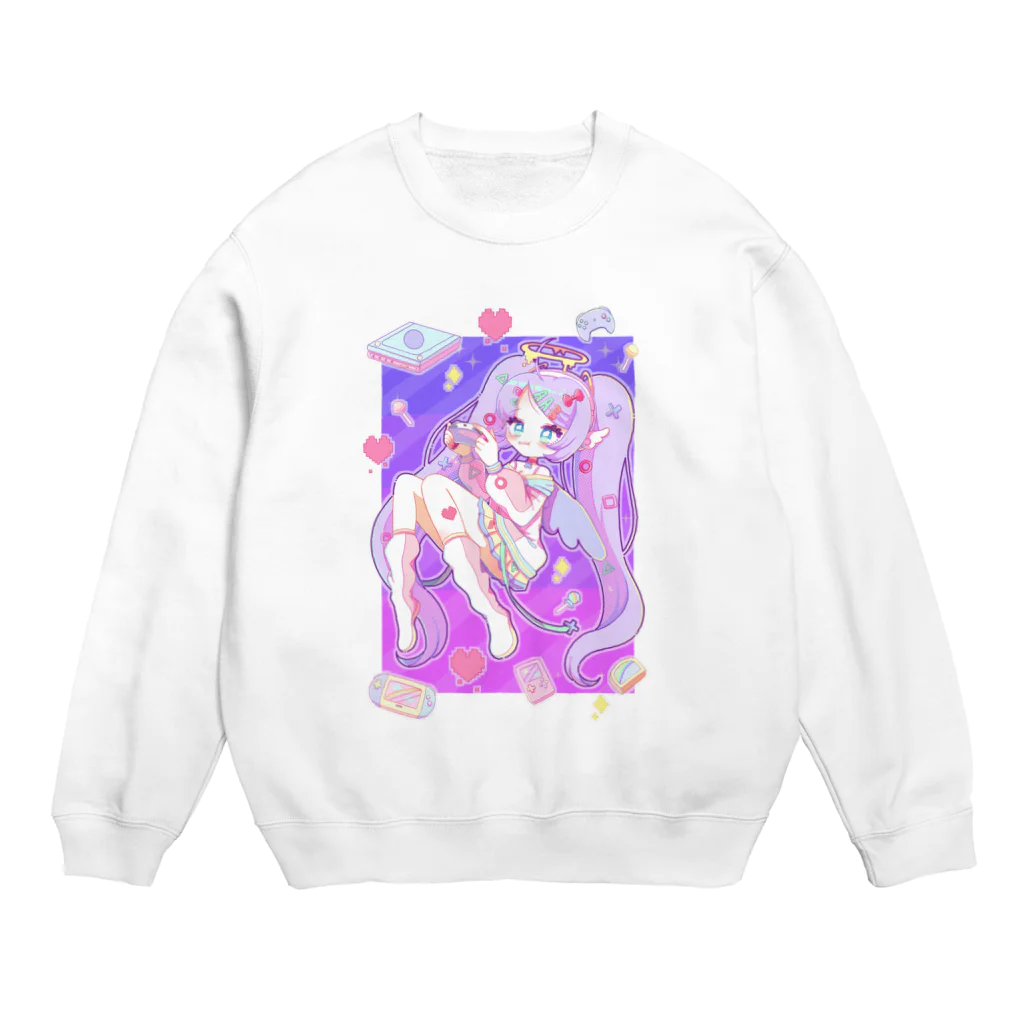 あにゃぱんるーむのゲームなぐーだらく天使ちゃん Crew Neck Sweatshirt