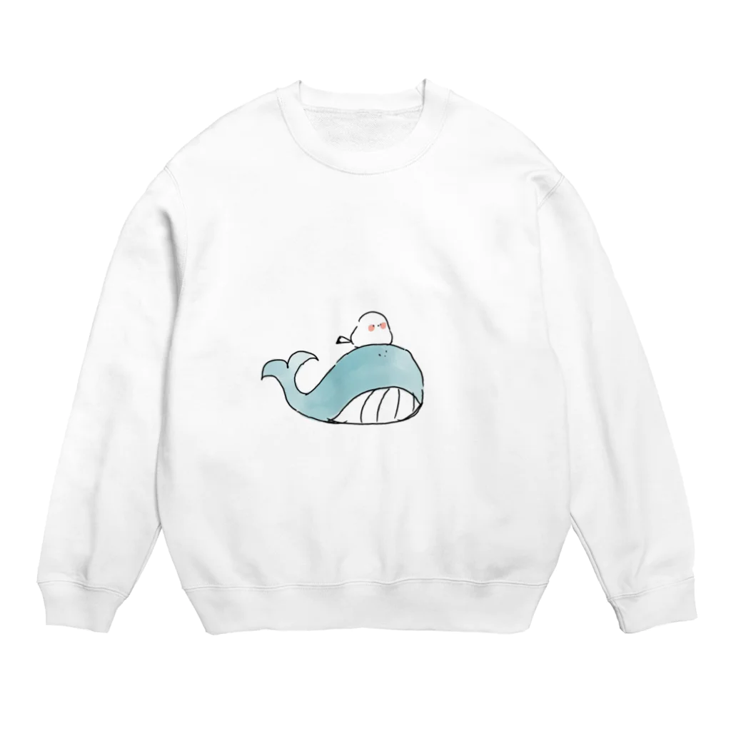 ｲﾅﾂｷﾅﾂｷのクジラとシマエナガ Crew Neck Sweatshirt