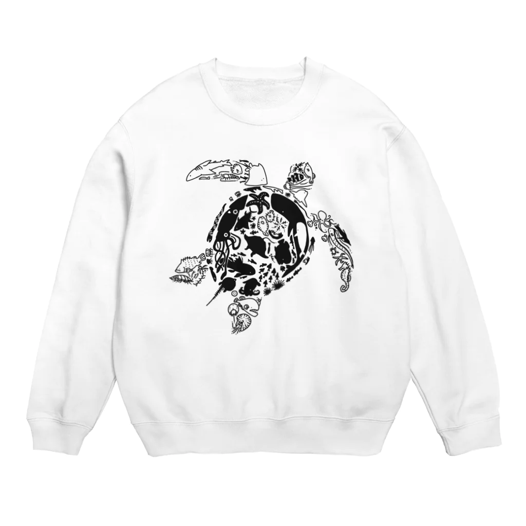 びりぃのうみがめ さかな（ブラック） Crew Neck Sweatshirt